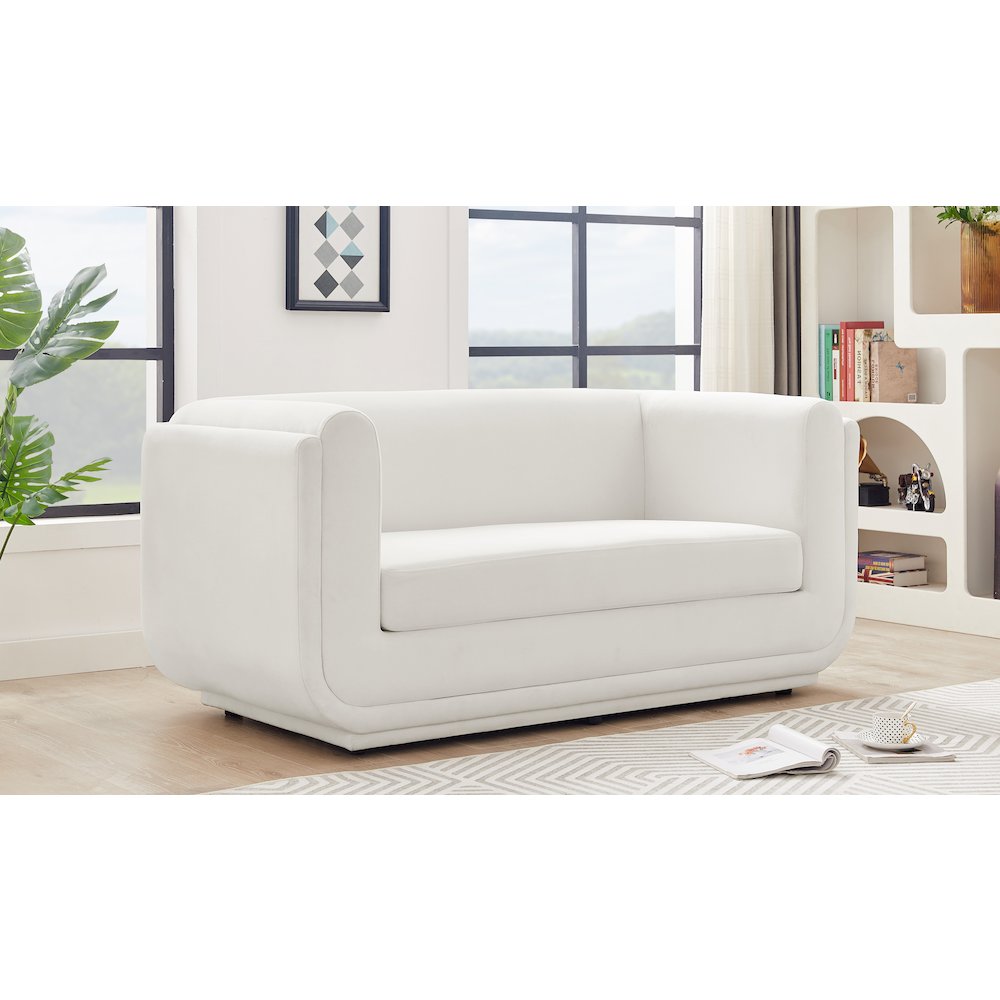Kimora Cream Linen Textured Fabric Loveseat