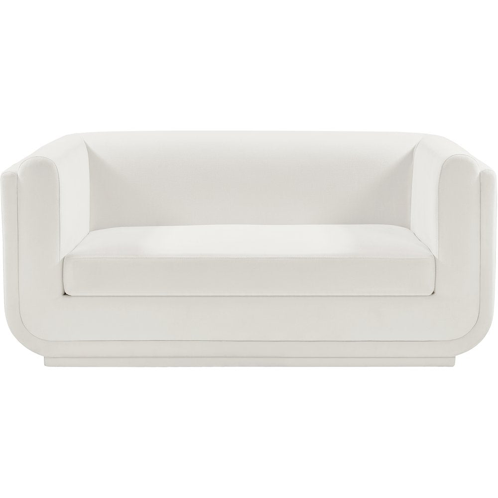 Kimora Cream Linen Textured Fabric Loveseat