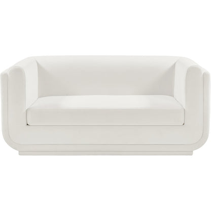 Kimora Cream Linen Textured Fabric Loveseat