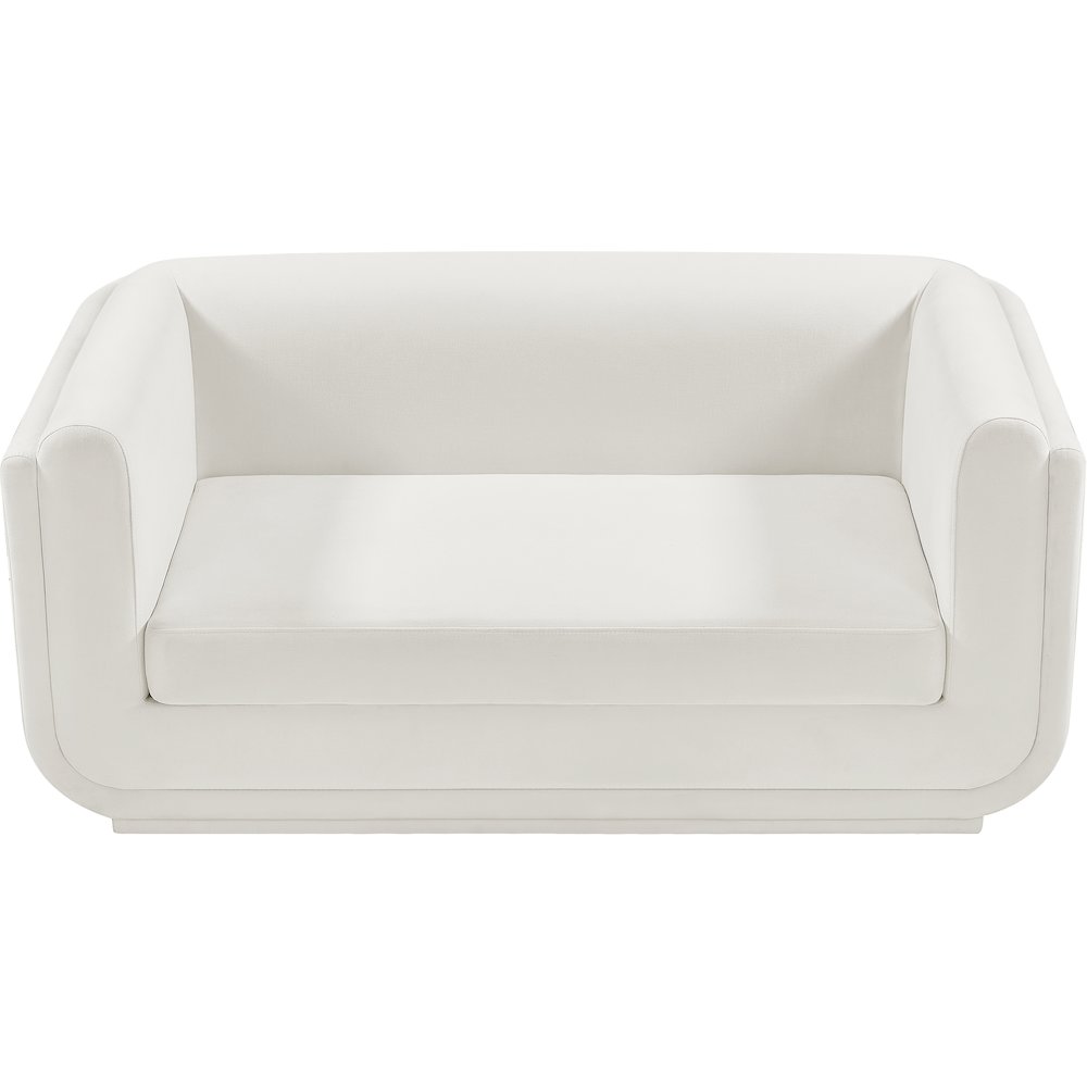 Kimora Cream Linen Textured Fabric Loveseat