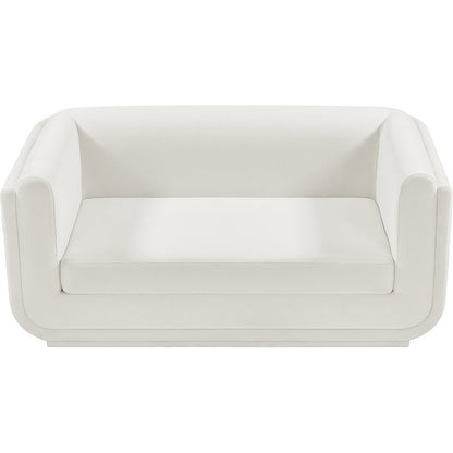 Kimora Cream Linen Textured Fabric Loveseat