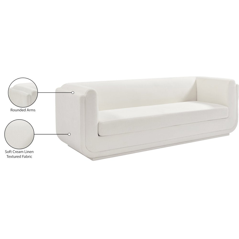 Kimora Cream Linen Textured Fabric Sofa