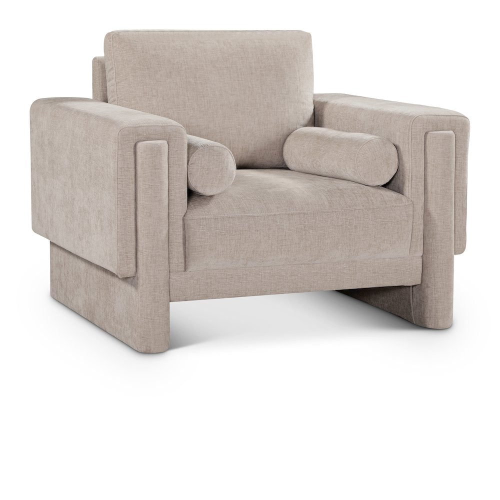 Madeline Beige Chenille Fabric Chair