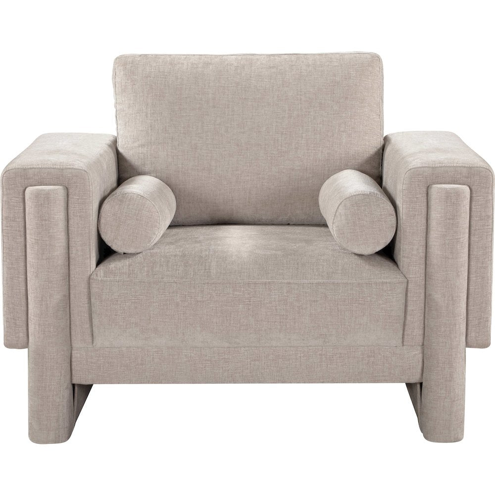 Madeline Beige Chenille Fabric Chair