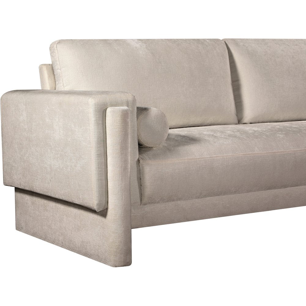 Madeline Beige Chenille Fabric Loveseat