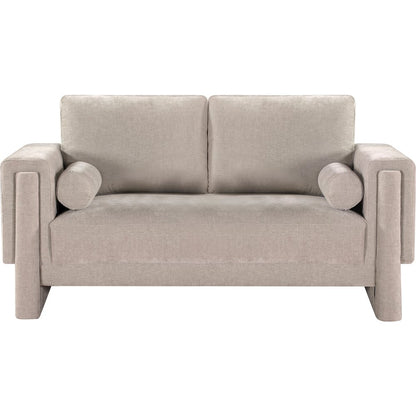 Madeline Beige Chenille Fabric Loveseat