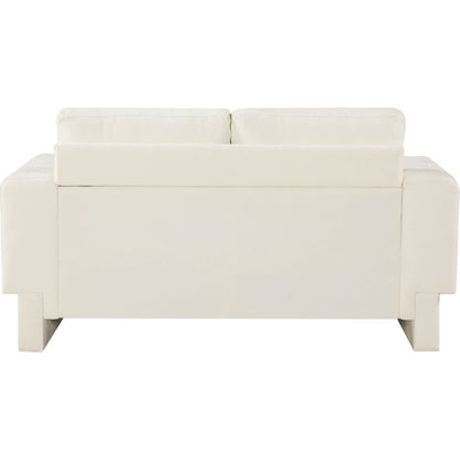 Madeline Cream Chenille Fabric Loveseat