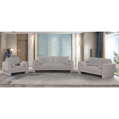 Madeline Grey Chenille Fabric Loveseat