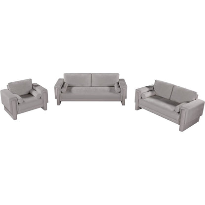 Madeline Grey Chenille Fabric Loveseat