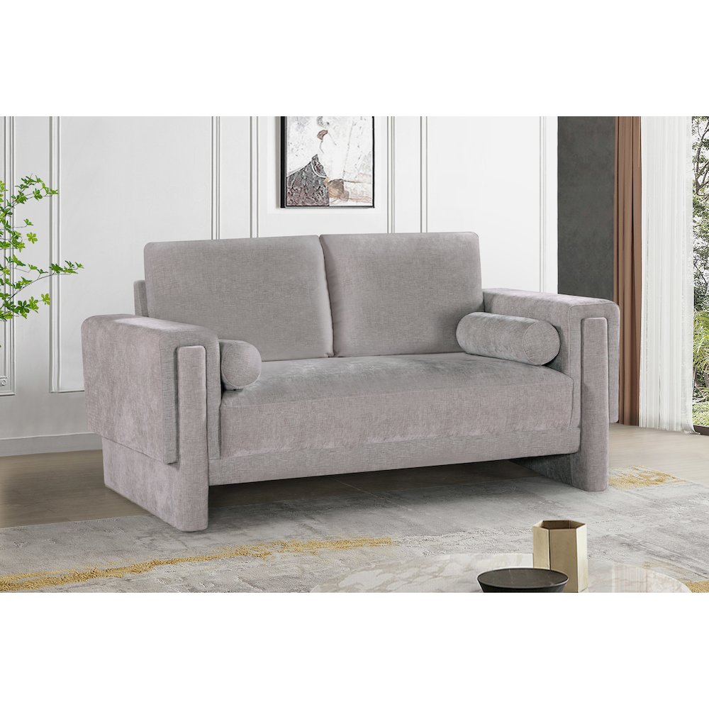 Madeline Grey Chenille Fabric Loveseat
