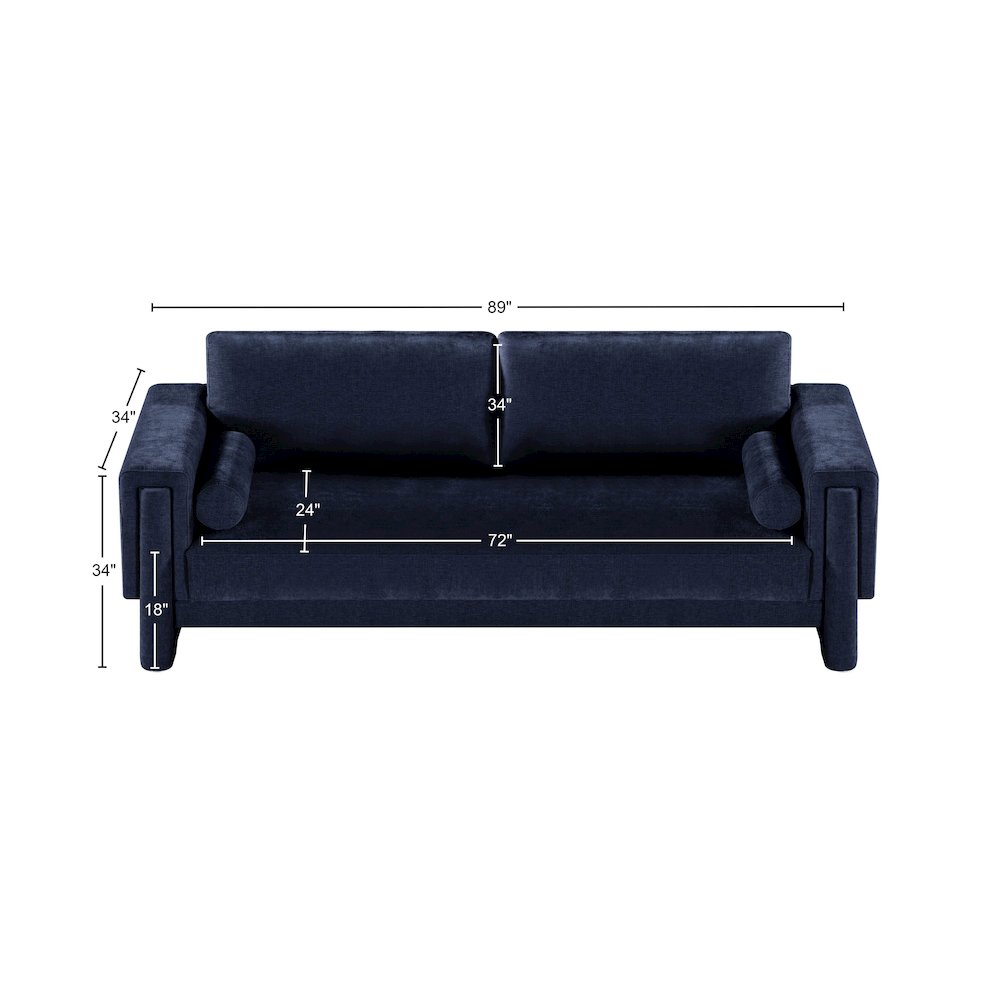 Madeline Navy Chenille Fabric Sofa