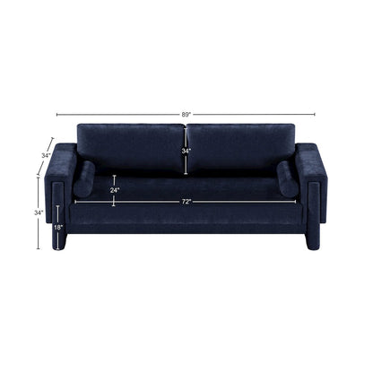 Madeline Navy Chenille Fabric Sofa