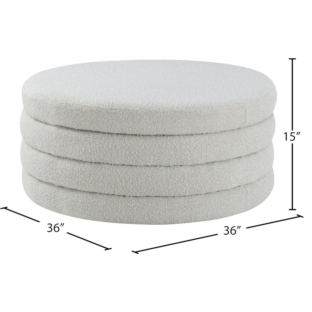 Aphia Cream Boucle Fabric Ottoman/Coffee Table