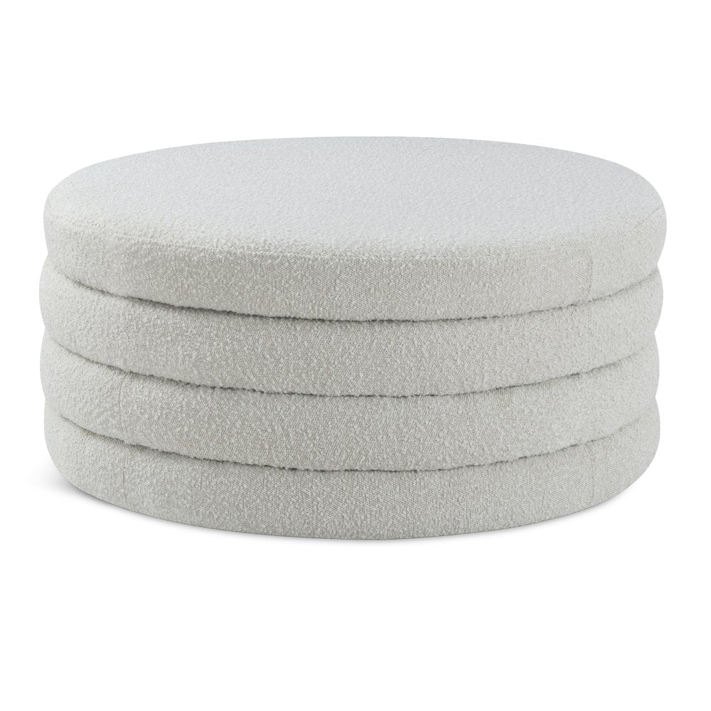Aphia Cream Boucle Fabric Ottoman/Coffee Table