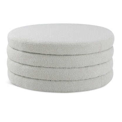 Aphia Cream Boucle Fabric Ottoman/Coffee Table