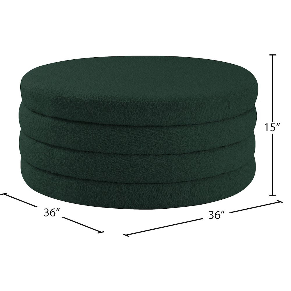 Aphia Green Boucle Fabric Ottoman/Coffee Table