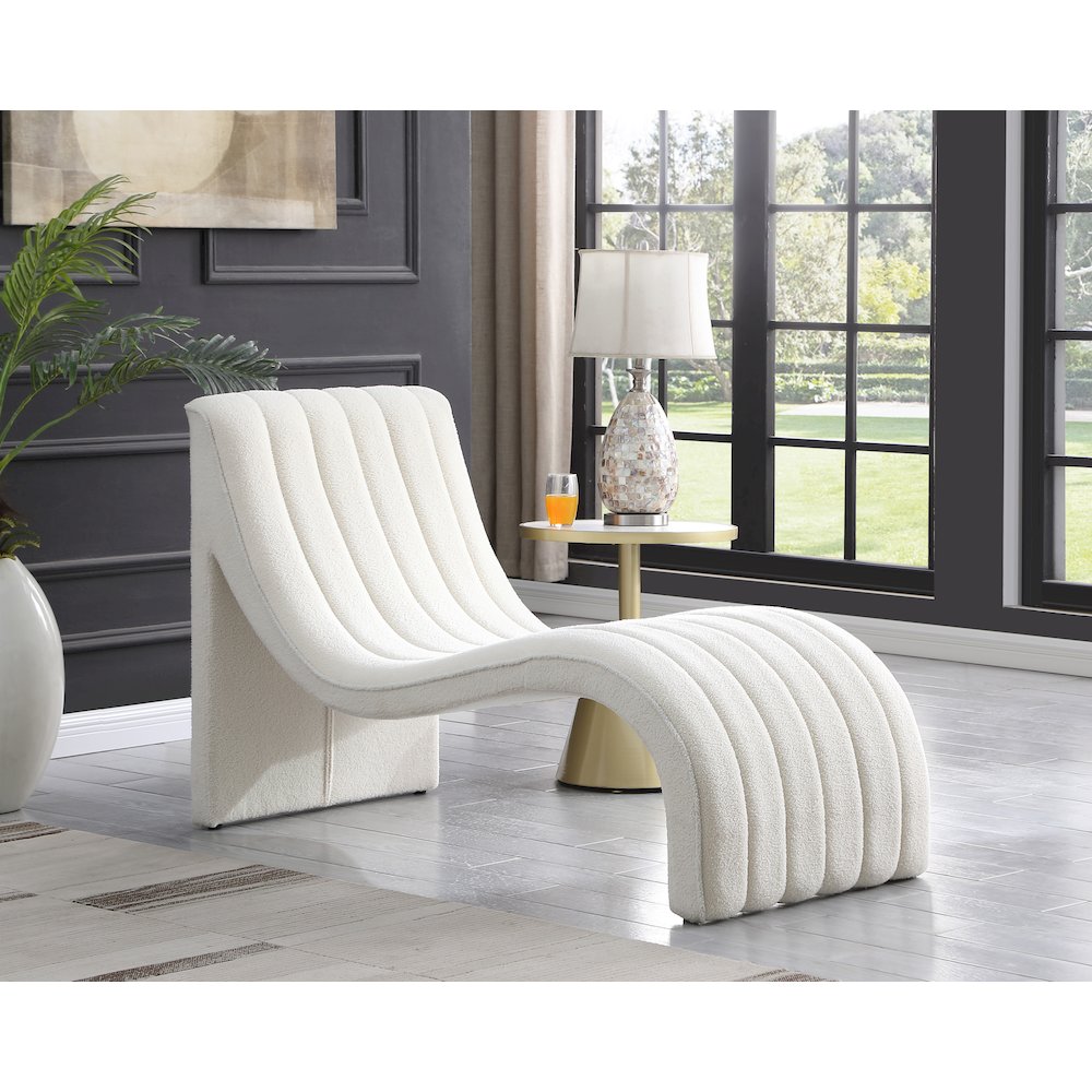 Orian Cream Teddy Fabric Chaise