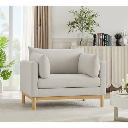 Langham Beige Linen Textured Fabric Chair