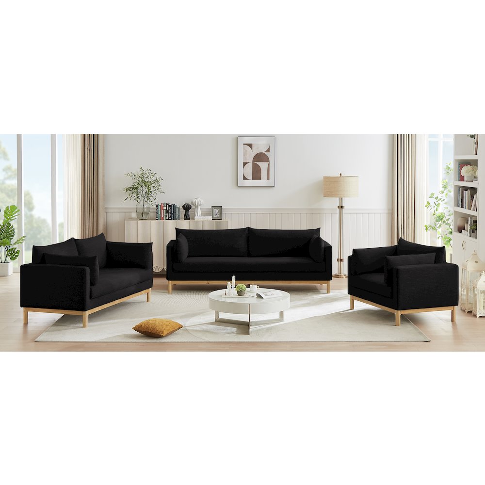 Langham Black Linen Textured Fabric Chair