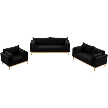 Langham Black Linen Textured Fabric Loveseat