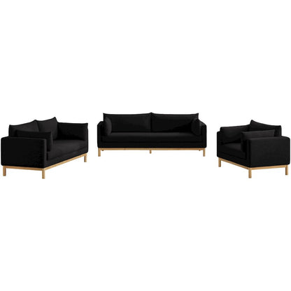 Langham Black Linen Textured Fabric Loveseat