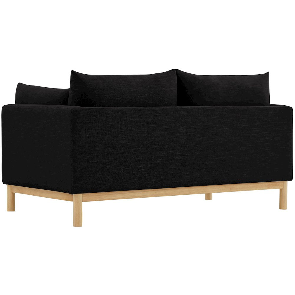 Langham Black Linen Textured Fabric Loveseat