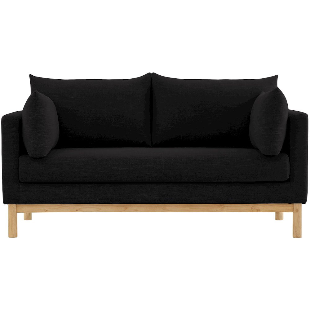 Langham Black Linen Textured Fabric Loveseat