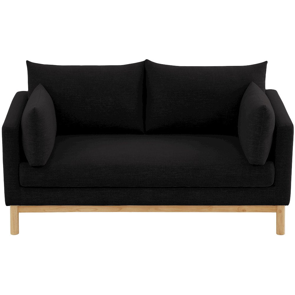 Langham Black Linen Textured Fabric Loveseat