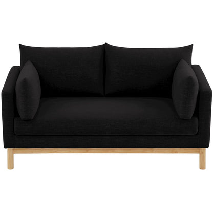 Langham Black Linen Textured Fabric Loveseat