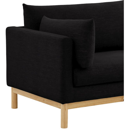 Langham Black Linen Textured Fabric Loveseat