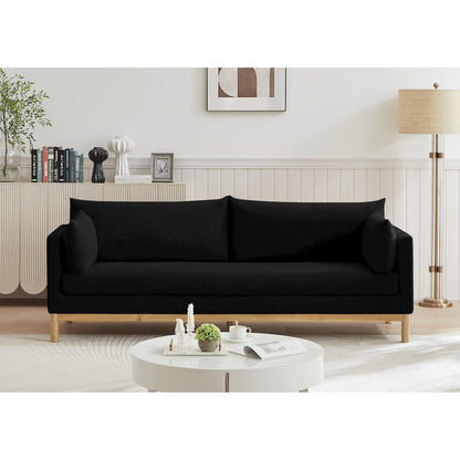 Langham Black Linen Textured Fabric Sofa