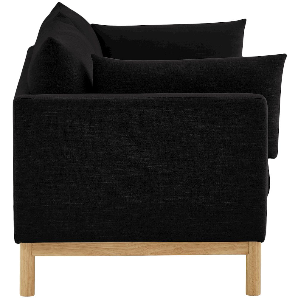 Langham Black Linen Textured Fabric Sofa