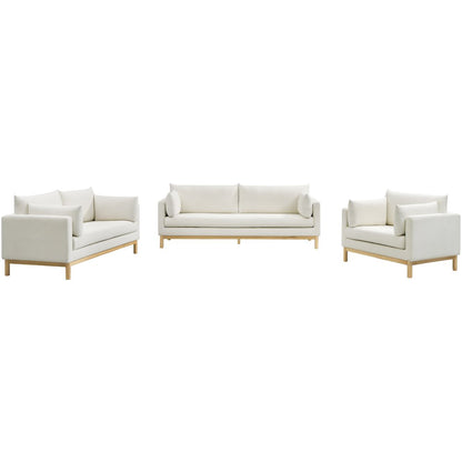 Langham Cream Linen Textured Fabric Loveseat