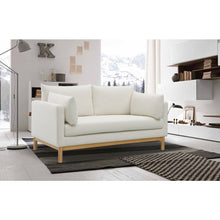 Langham Cream Linen Textured Fabric Loveseat