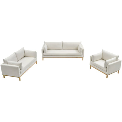 Langham Cream Linen Textured Fabric Sofa