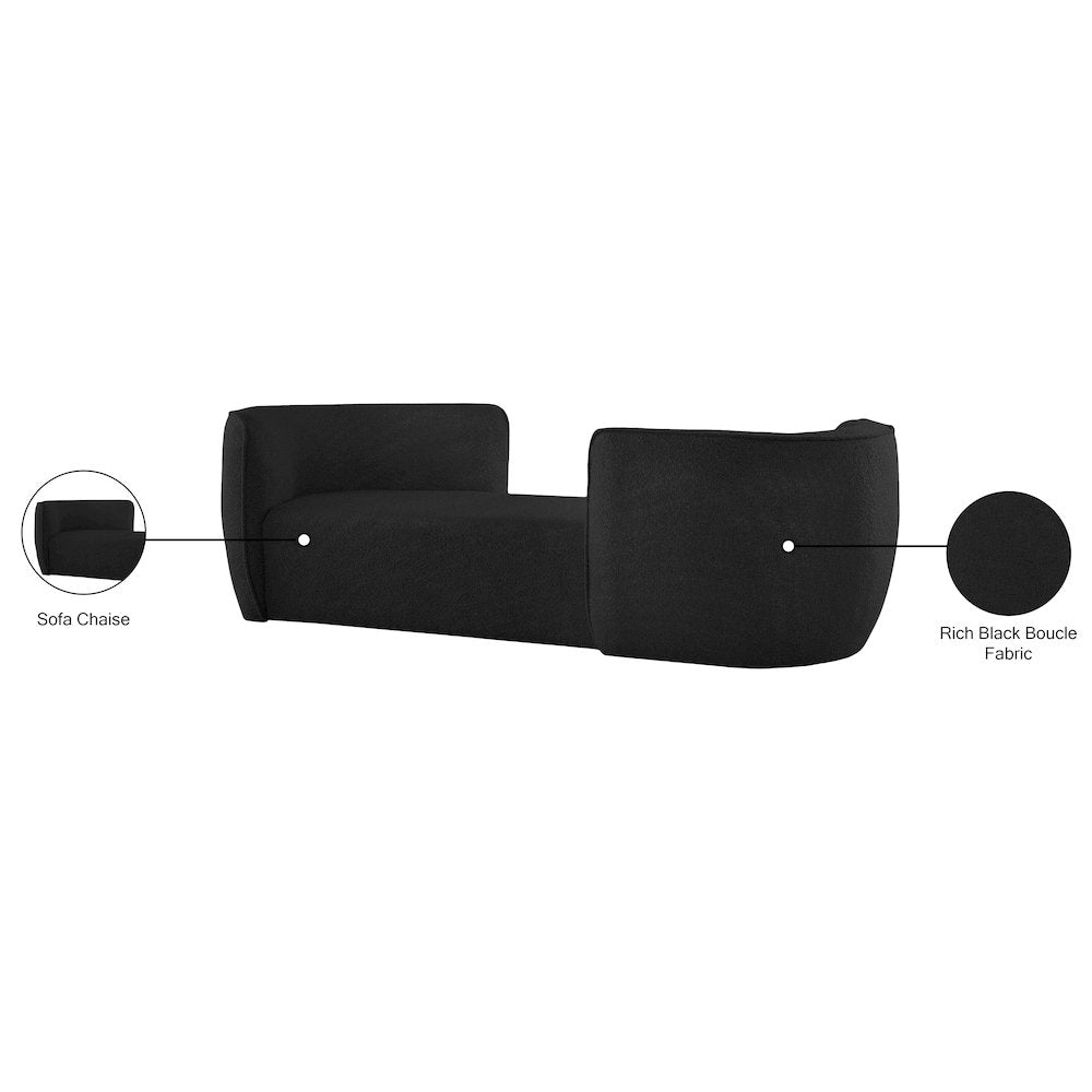 Hilton Black Fabric Chaise