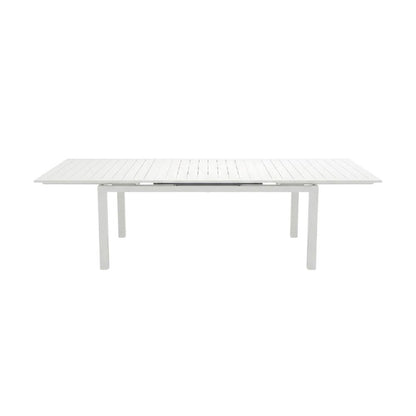 Contemporary White Outdoor Dining Table For Patio With Adjustable Width