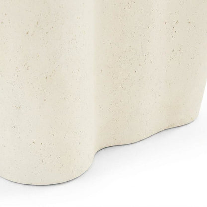 Cream Concrete And Fiberglass Indoor Outdoor End Table With Art Deco Style