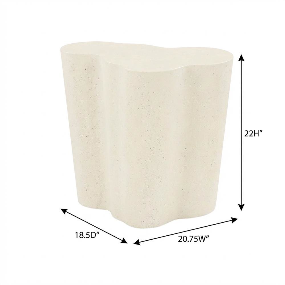 Cream Concrete And Fiberglass Indoor Outdoor End Table With Art Deco Style