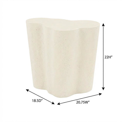 Cream Concrete And Fiberglass Indoor Outdoor End Table With Art Deco Style