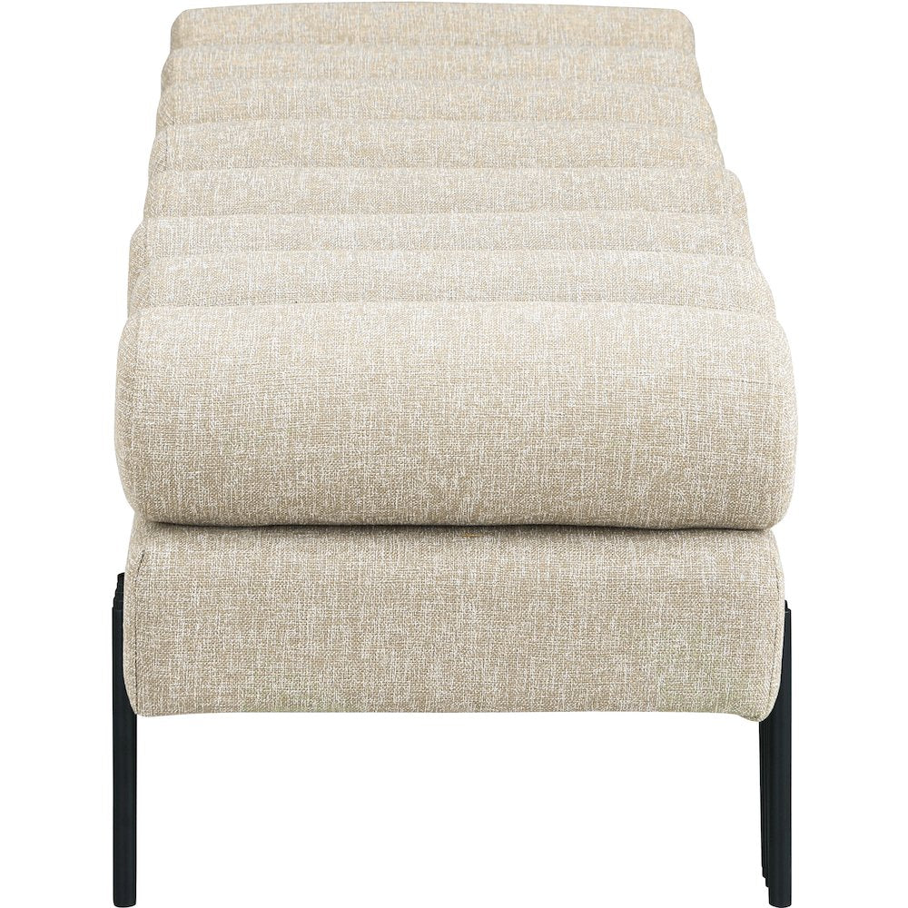 Akeela Beige Linen Textured Fabric Bench