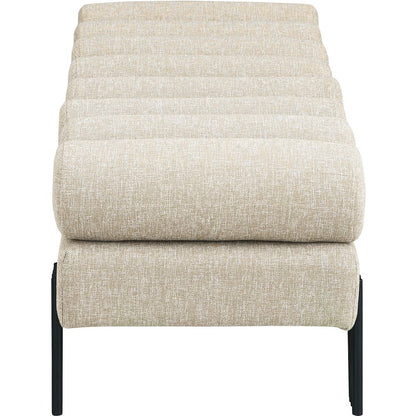 Akeela Beige Linen Textured Fabric Bench