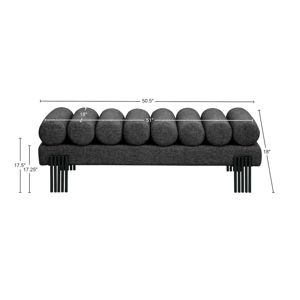 Akeela Black Linen Textured Fabric Bench