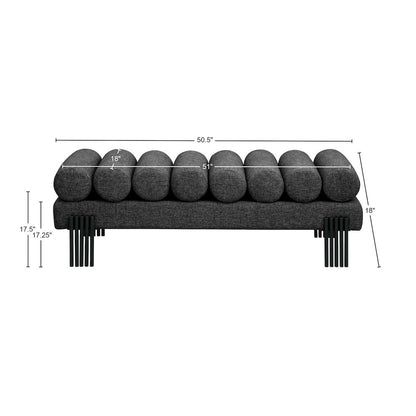 Akeela Black Linen Textured Fabric Bench