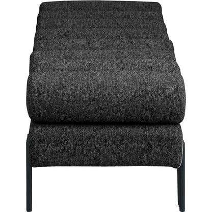 Akeela Black Linen Textured Fabric Bench