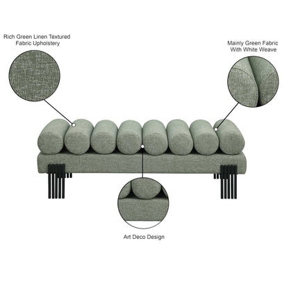 Akeela Green Linen Textured Fabric Bench