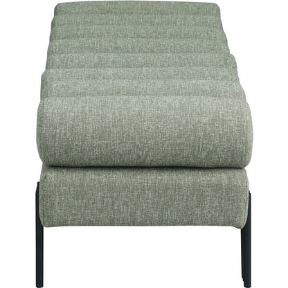 Akeela Green Linen Textured Fabric Bench