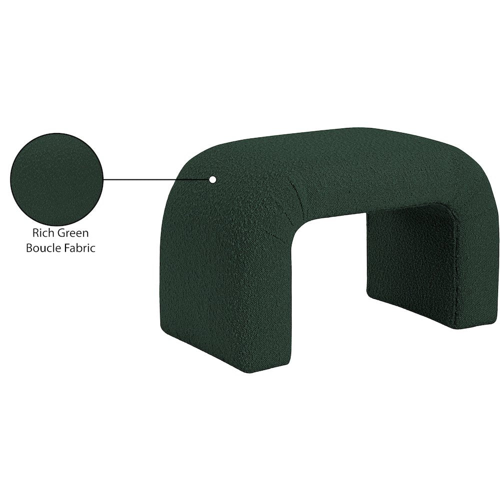 Niagara Green Boucle Fabric Bench