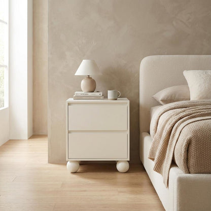 Cream Art Deco Nightstand with Elegant Finish and Modern Design