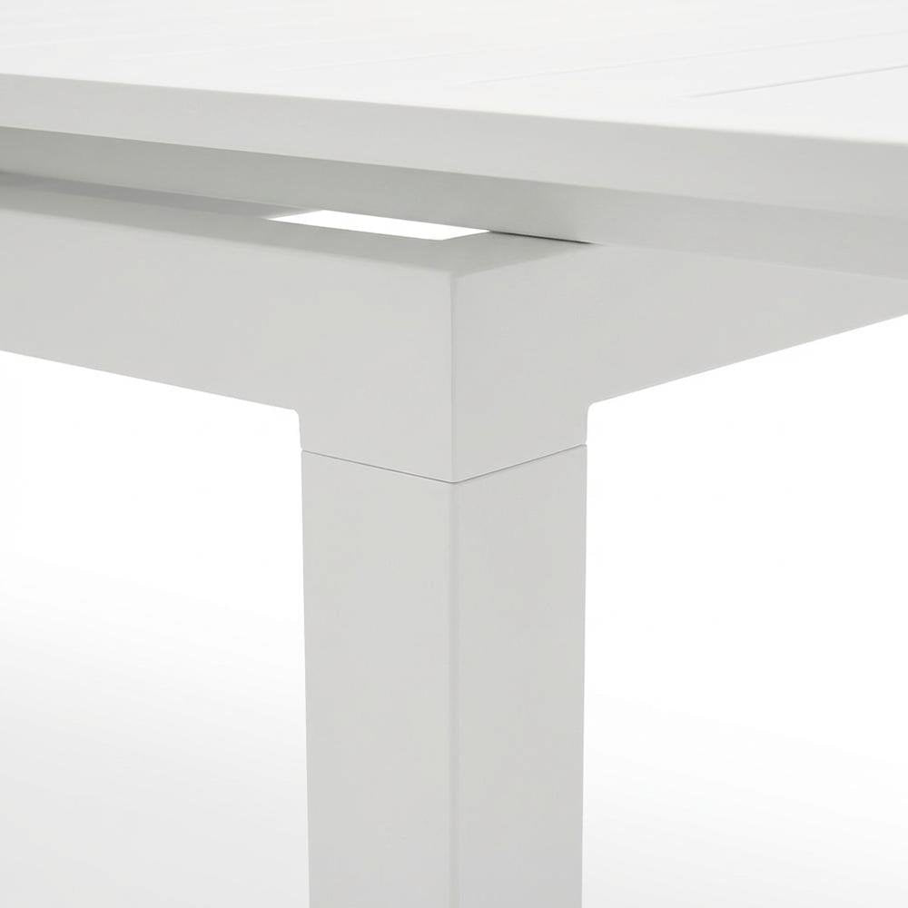 Contemporary White Outdoor Dining Table For Patio With Adjustable Width